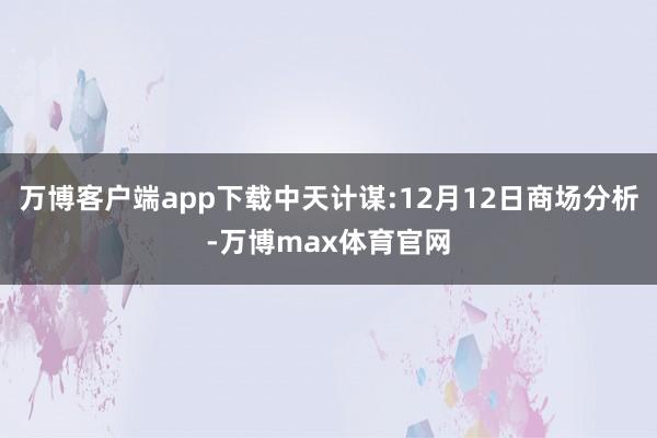 万博客户端app下载中天计谋:12月12日商场分析-万博max体育官网