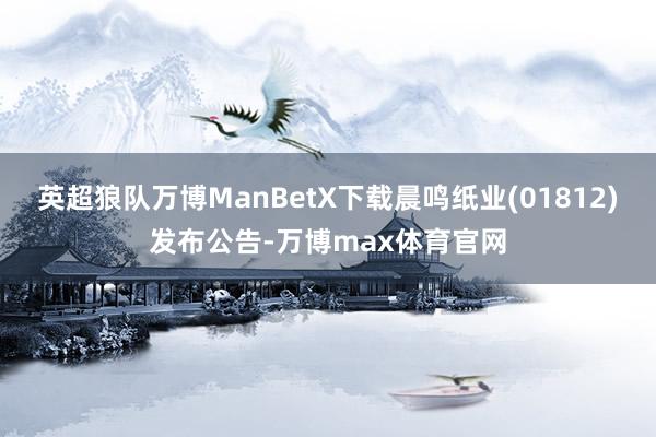 英超狼队万博ManBetX下载晨鸣纸业(01812)发布公告-万博max体育官网