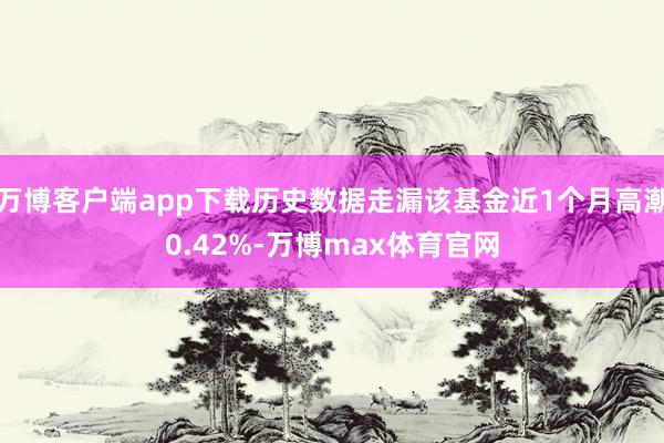 万博客户端app下载历史数据走漏该基金近1个月高潮0.42%-万博max体育官网