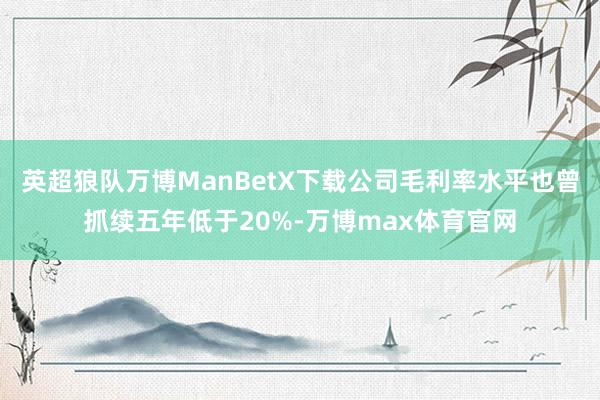 英超狼队万博ManBetX下载公司毛利率水平也曾抓续五年低于20%-万博max体育官网