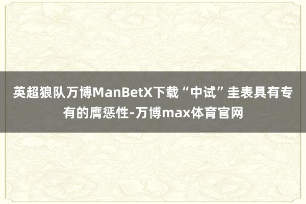 英超狼队万博ManBetX下载“中试”圭表具有专有的膺惩性-万博max体育官网