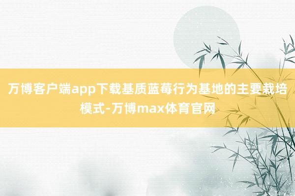 万博客户端app下载基质蓝莓行为基地的主要栽培模式-万博max体育官网