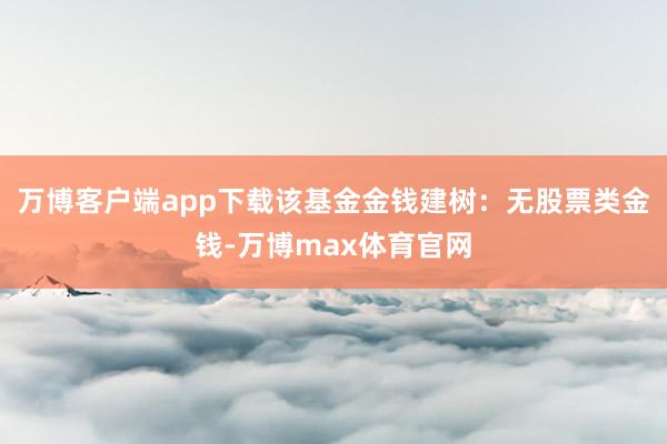 万博客户端app下载该基金金钱建树：无股票类金钱-万博max体育官网